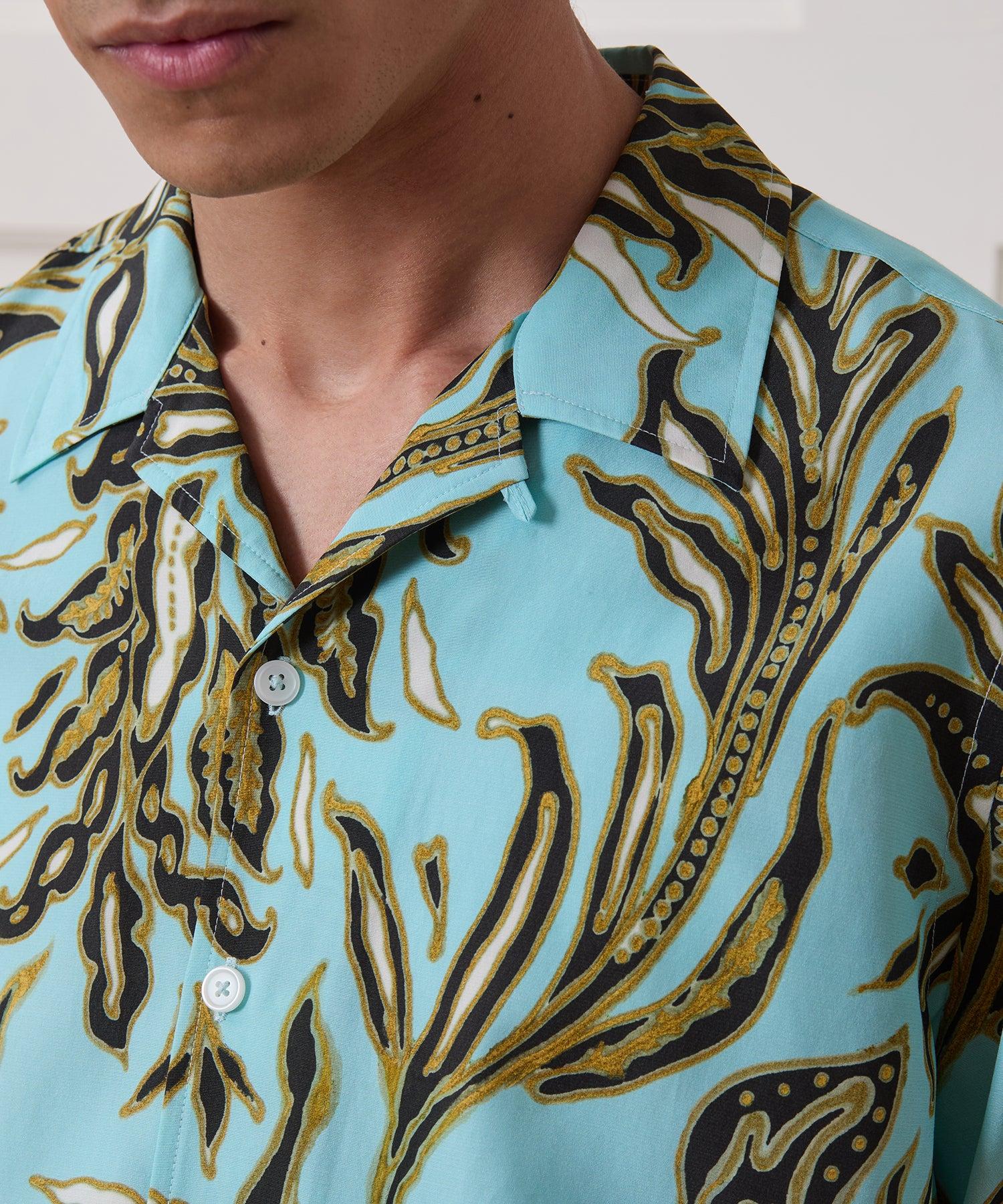 Cropped Silk-Cotton Camp Collar Shirt Product Image