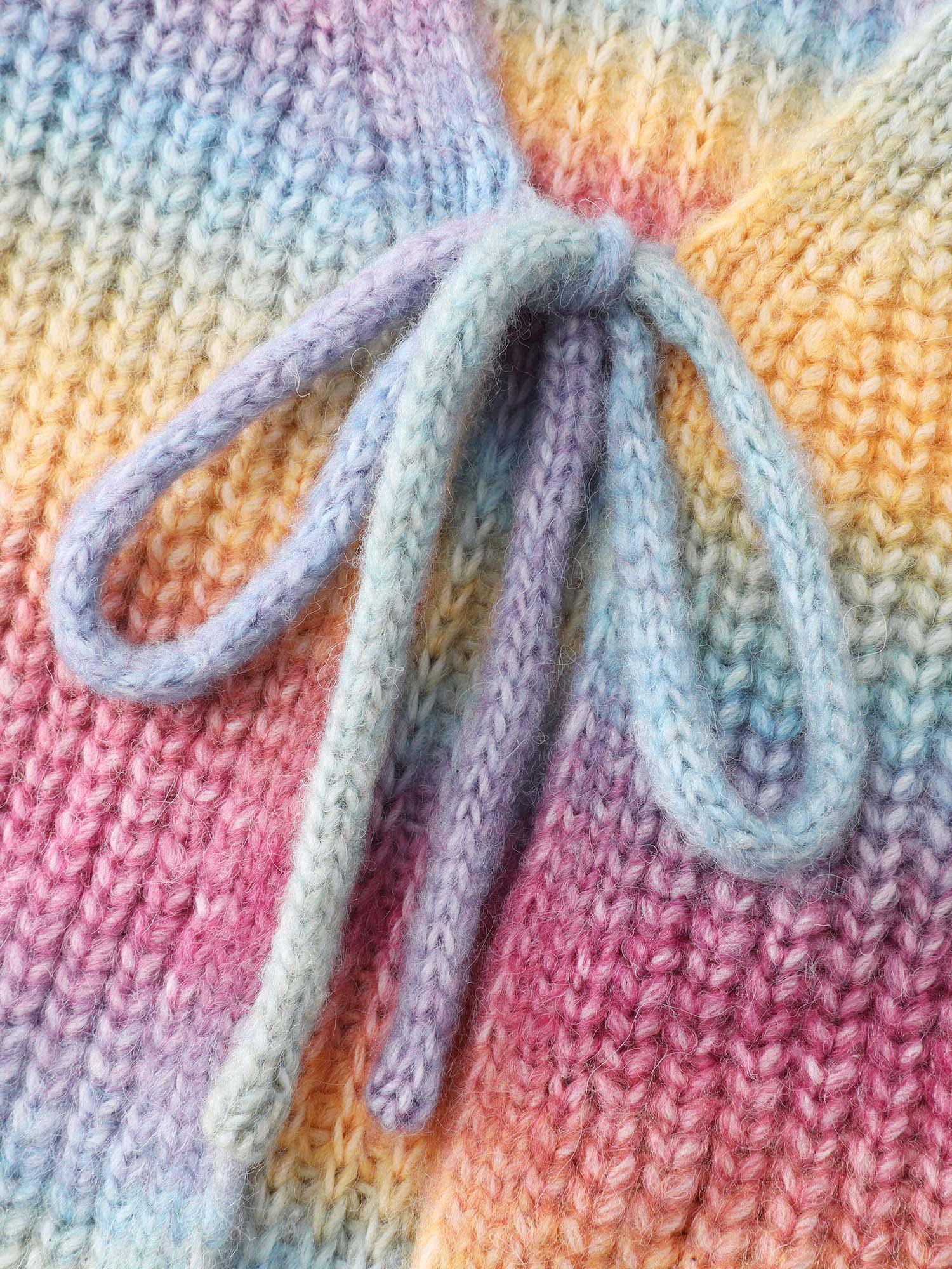 Colorful Front-Tie Heather Knit Cardigan Female Product Image