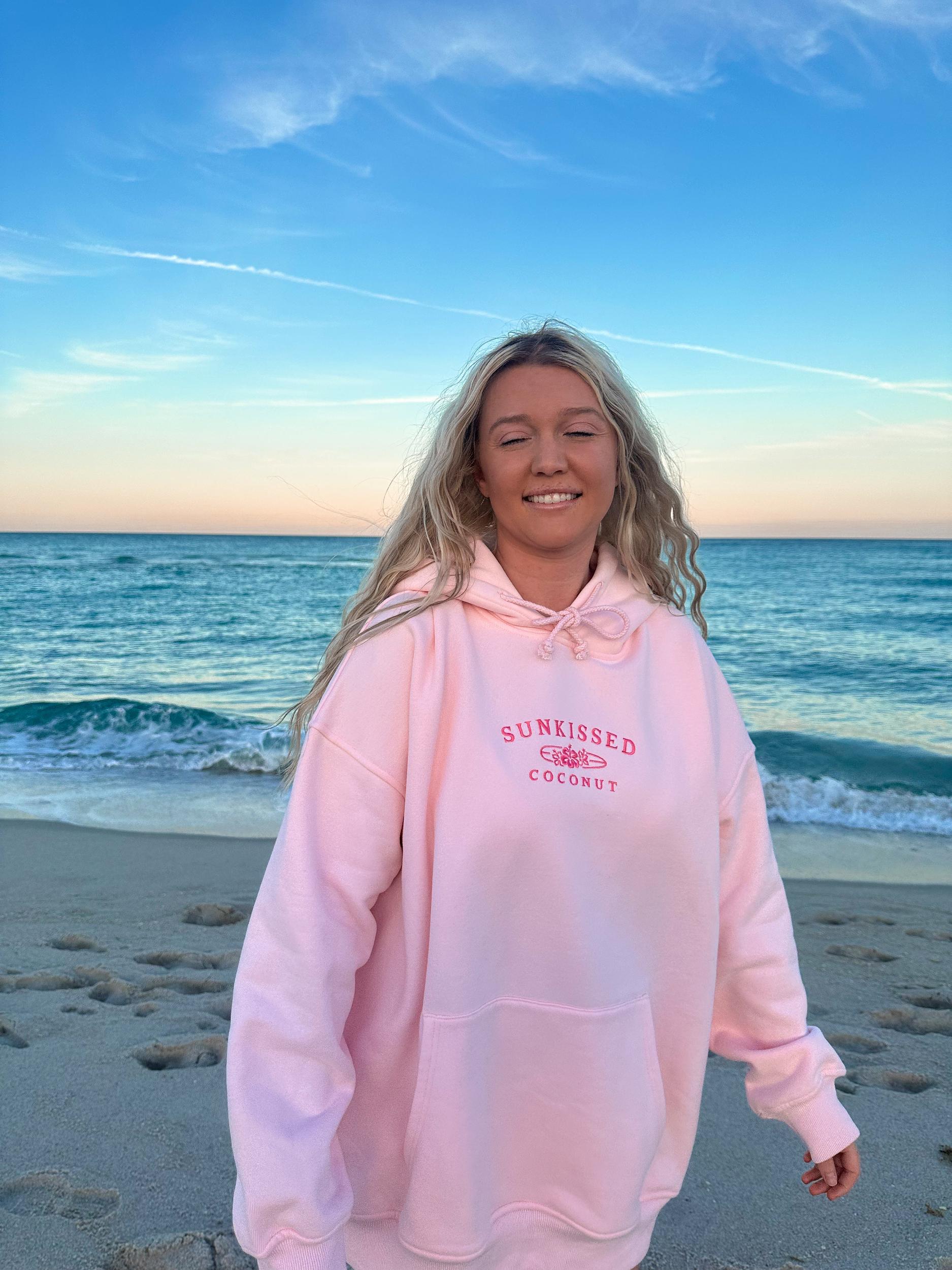 Tana Light Pink Embroider Sunkissedcoconut Hoodie Product Image
