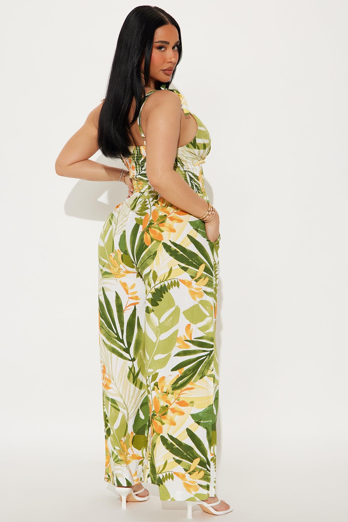 Can't Stop Now Challis Jumpsuit - Green/combo Product Image