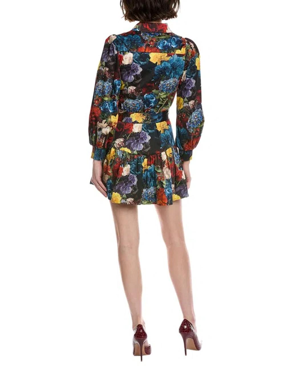 ALICE AND OLIVIA Lily Mini Shirt Dress In Flourish Sm In Multi Product Image