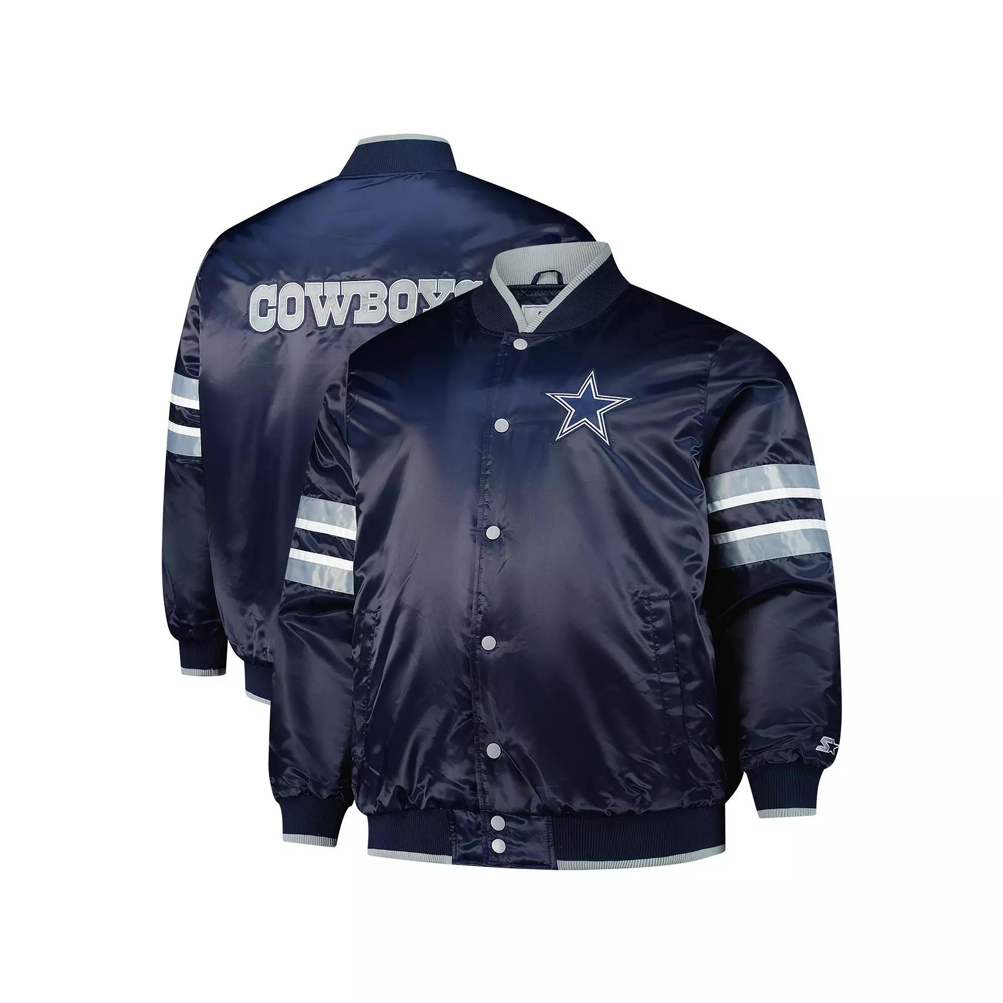 Men's Starter Navy Dallas Cowboys Scout I Full-Snap Varsity Jacket,  Product Image