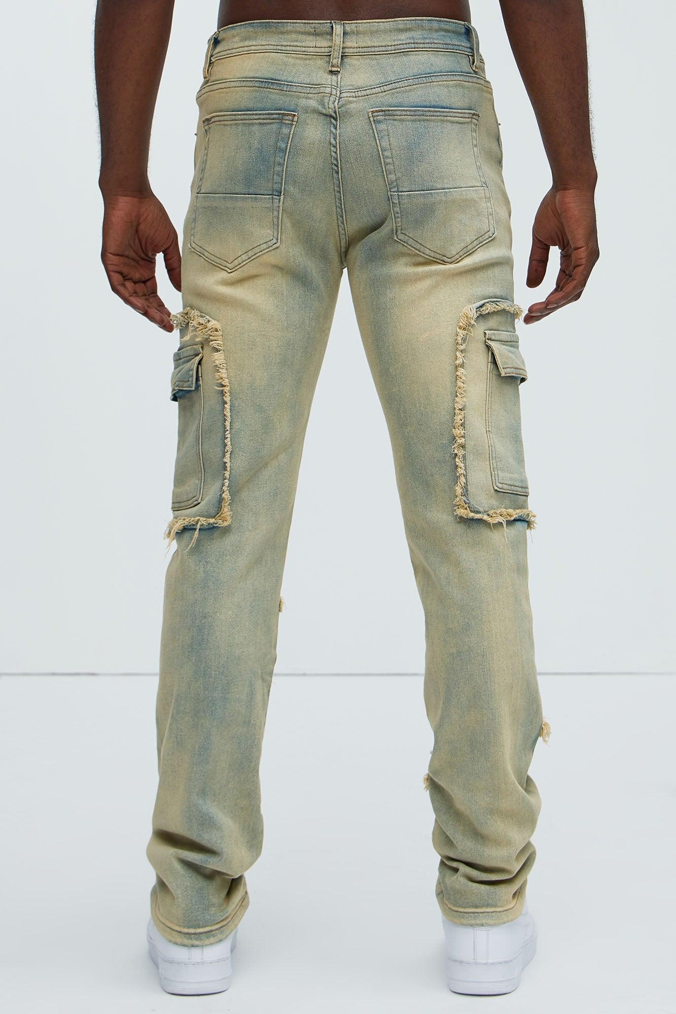 Be That Frayed Cargo Straight Jeans - Light Wash Product Image