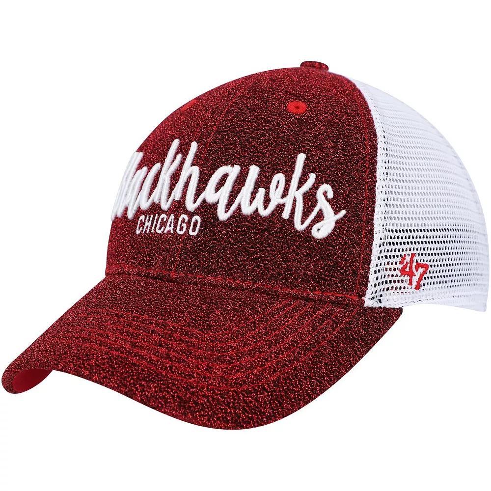 Women's '47 Red/White Chicago Blackhawks Encore MVP Trucker Snapback Hat Product Image