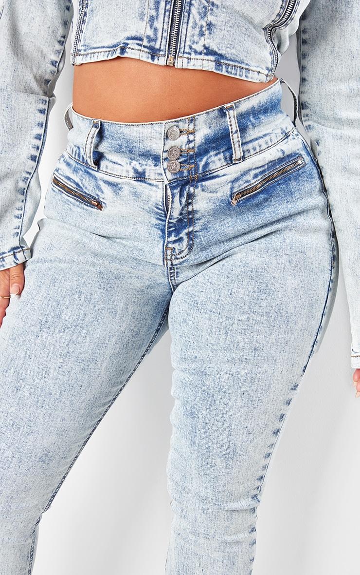 Shape Light Blue Denim High Waisted Ripped Hem Jeans Product Image