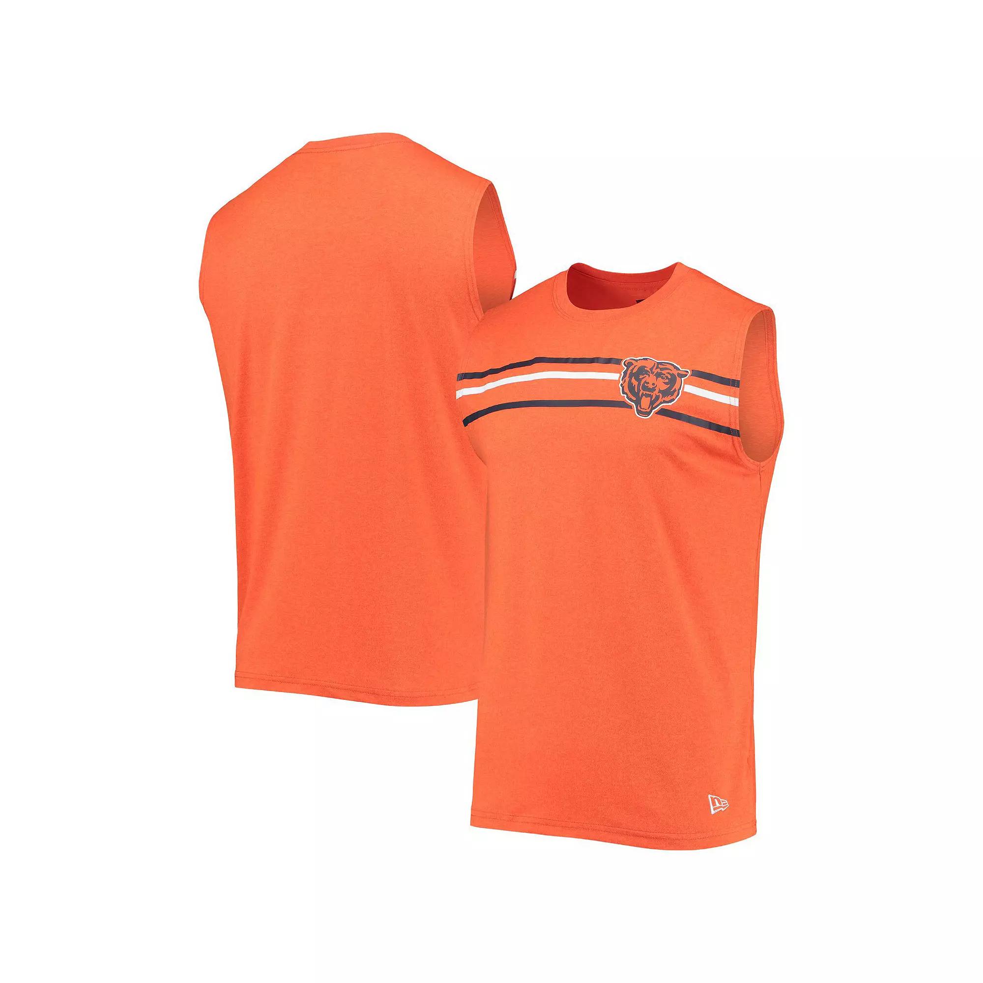 Men's New Era Orange Chicago Bears Brushed Sleeveless Tank Top,  Product Image