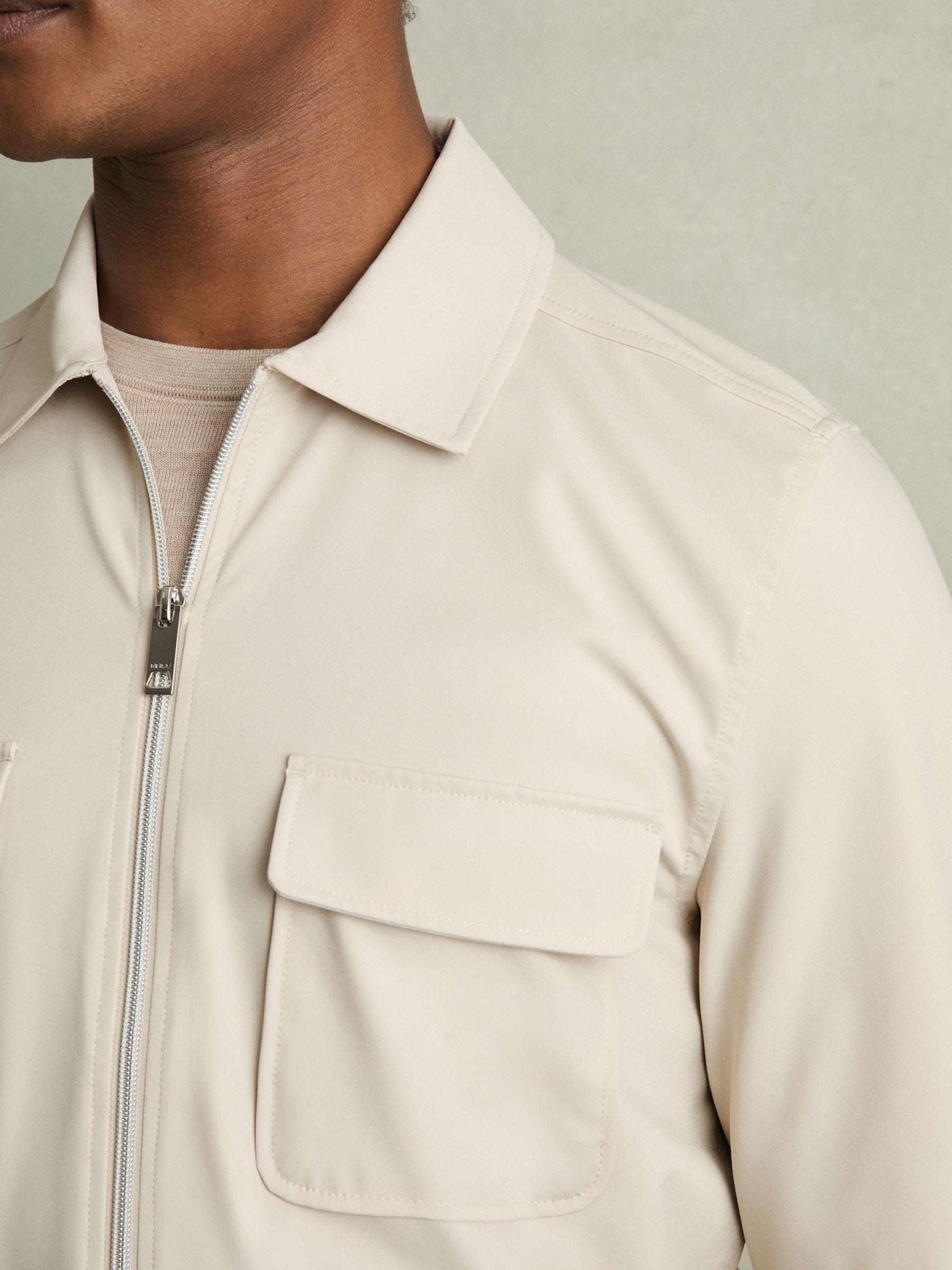 Technical Zip-Through Overshirt in Stone Product Image