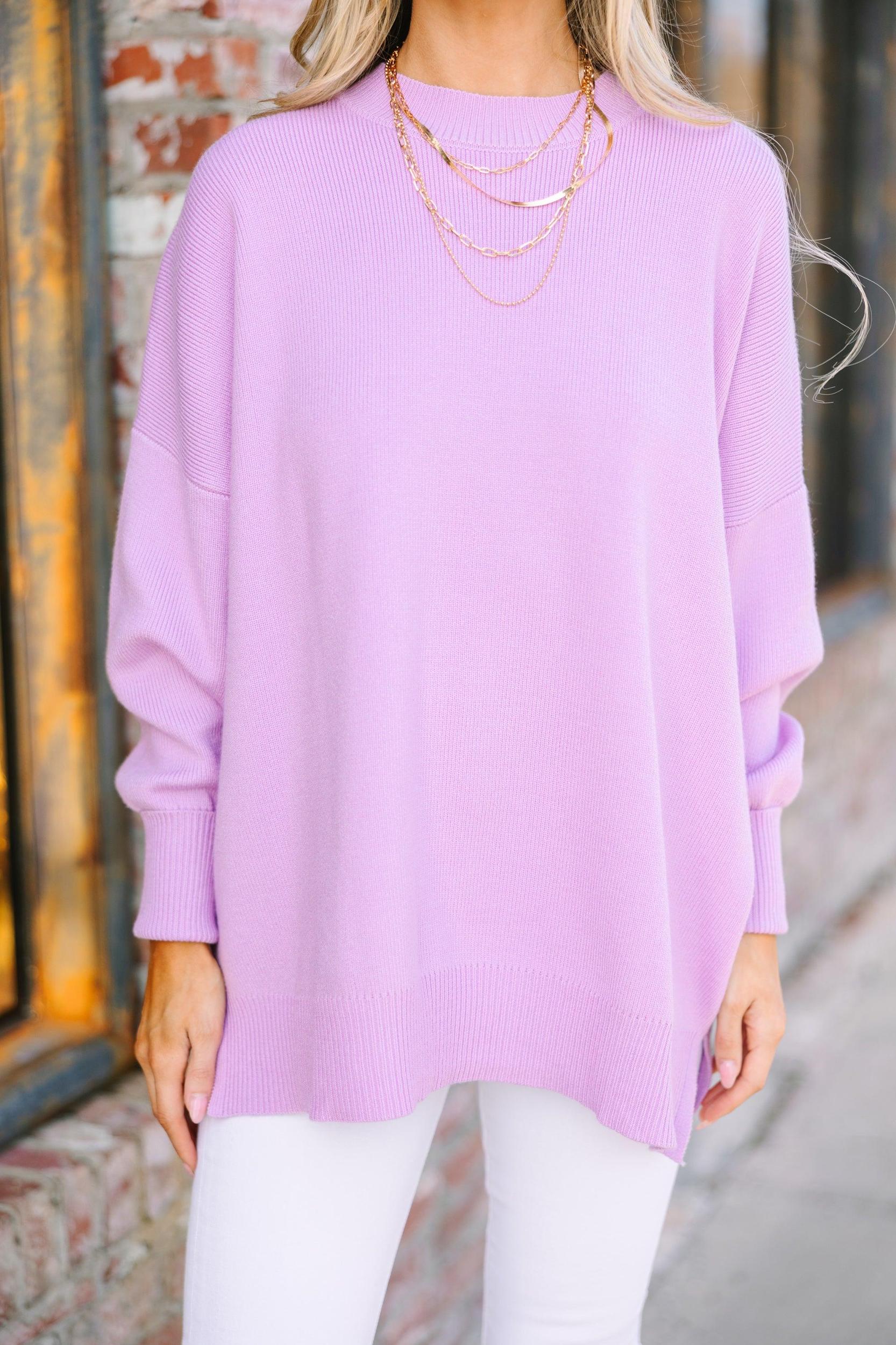 Perfectly You Lavender Purple Mock Neck Sweater Female Product Image