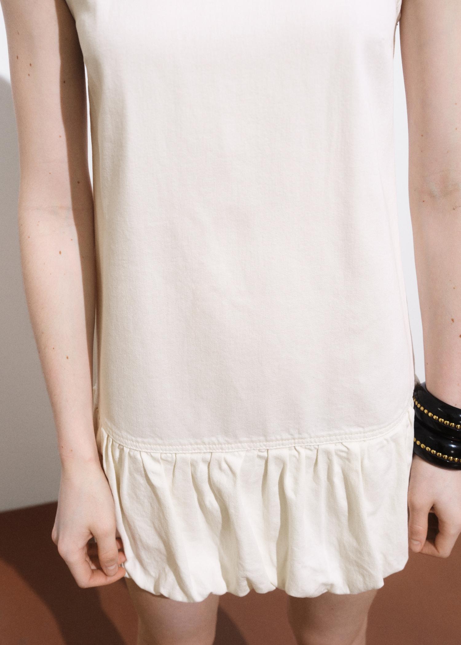 Denim dress with puffed hem - Women | MANGO USA Product Image