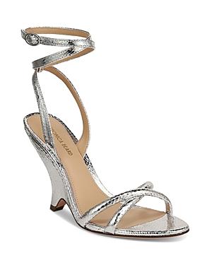Veronica Beard Womens Manuela Embossed Metallic Ankle Strap Sandals Product Image