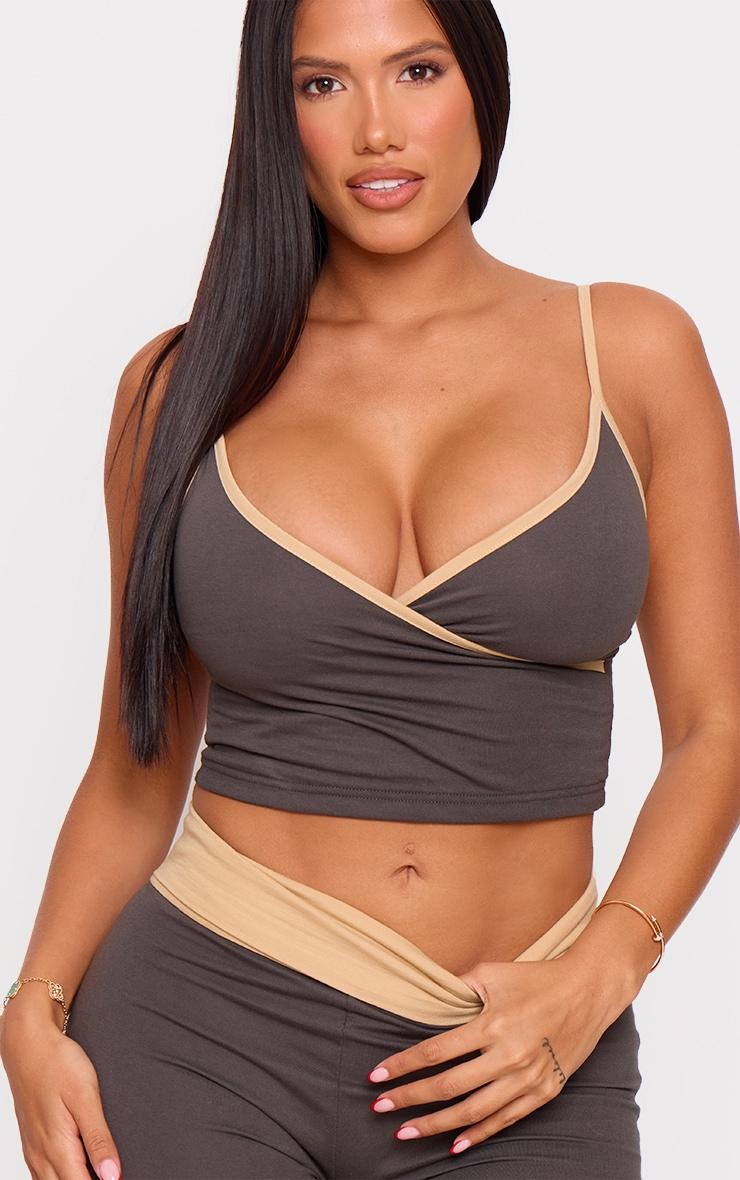 Shape Charcoal Contrast Vest Top Product Image