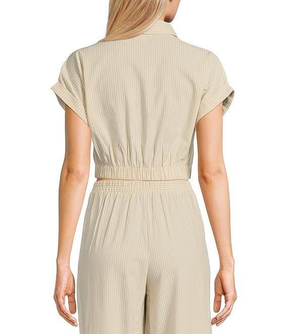 Blu Pepper Striped Collared Short Sleeve Coordinating Top Product Image