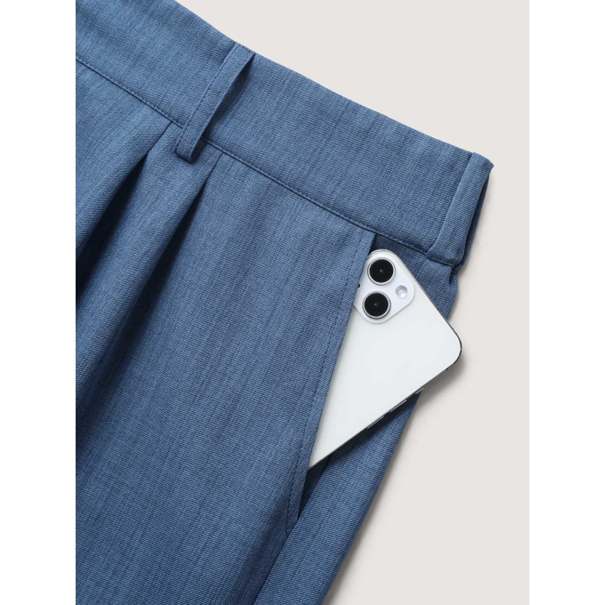 Plus Size Heather Double Buckle Straight-Leg Shorts Women Stone At the Office Button Straight Leg Office Shorts BloomChic 26/4X Product Image