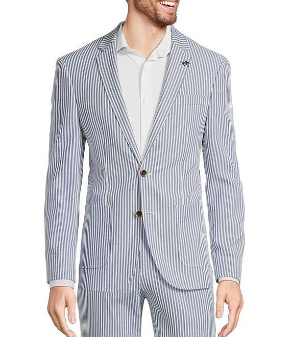 Murano Corsa Di Cavalli Derby Collection Slim Fit Stripe Seersucker Suit Separates Jacket Product Image