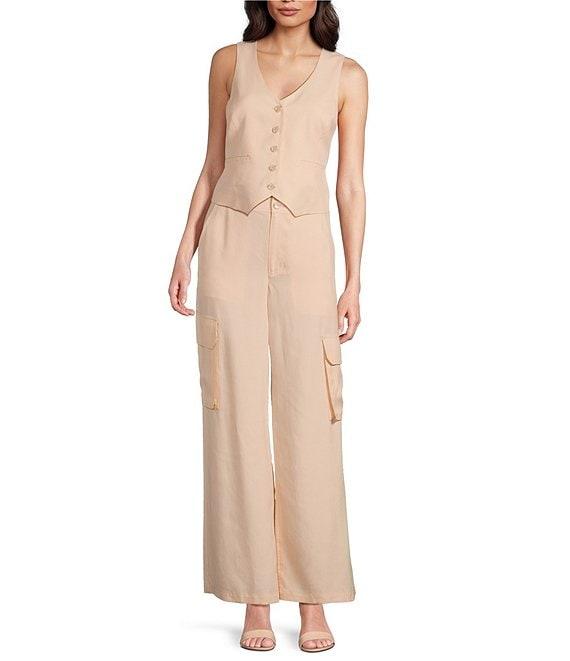 Alex Marie Anne Drapey Linen Straight Leg Cargo Pants Product Image