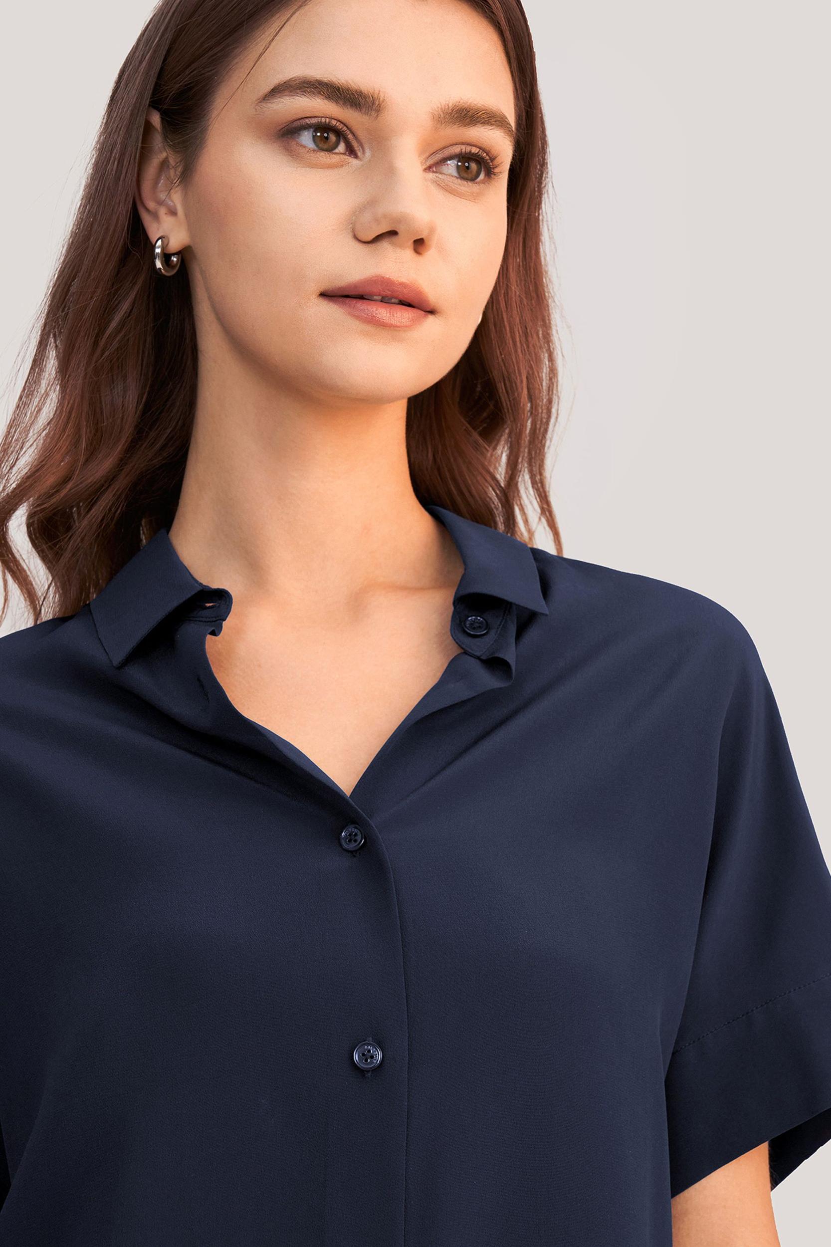 Casual Short Sleeves Loose Silk T-Shirt Product Image