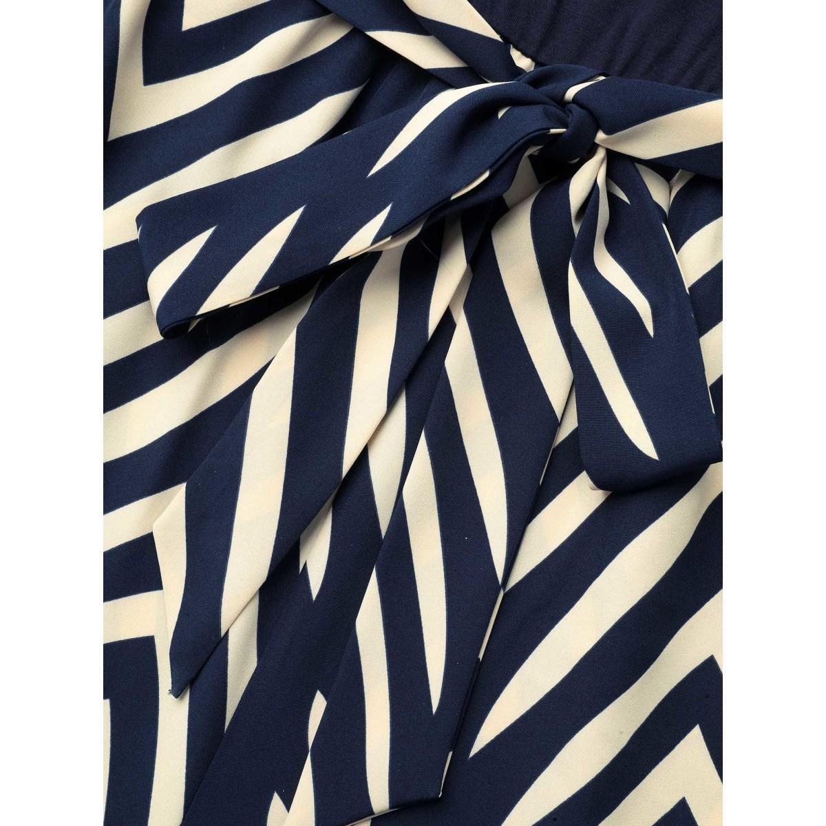 Plus Size DarkBlue Supersoft Geometric Block Stretchy-Waist Jumpsuit Women Elegant Long Sleeve Square Neck Everyday-Elegant Loose Jumpsuits BloomChic 28/5X Product Image