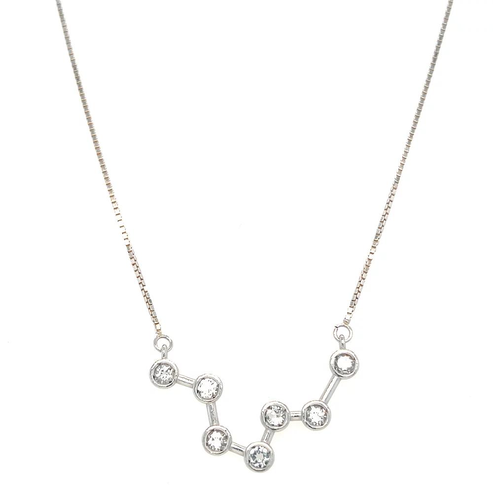 Meshmerise Sterling Silver White Topaz Zodiac Constellation Necklace, Women's, Size: 16-18" ADJ, Silver Tone Pisces Product Image