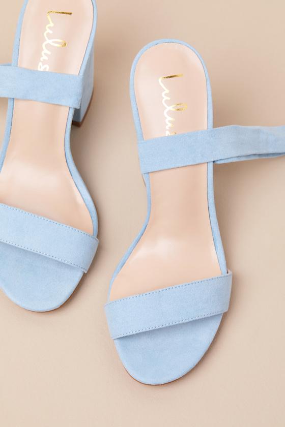 Alta Light Blue Suede Lace-Up Heels Product Image
