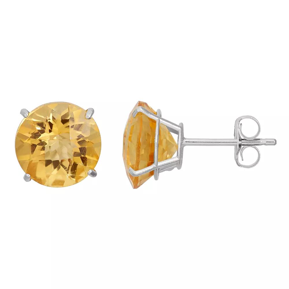 Citrine 10k White Gold Stud Earrings, Women's, Orange Product Image