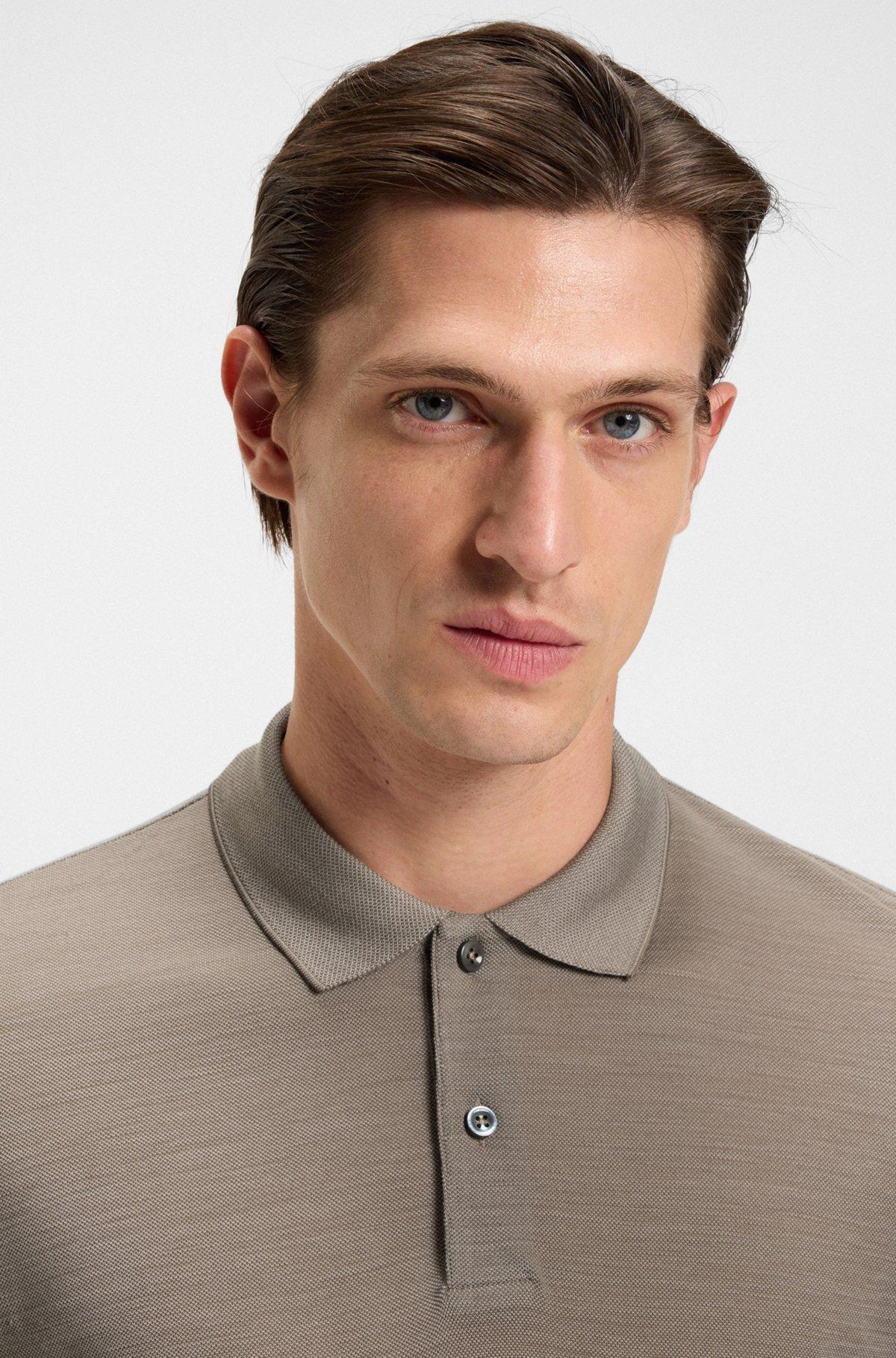 Silk-wool polo shirt with mother-of-pearl buttons Product Image