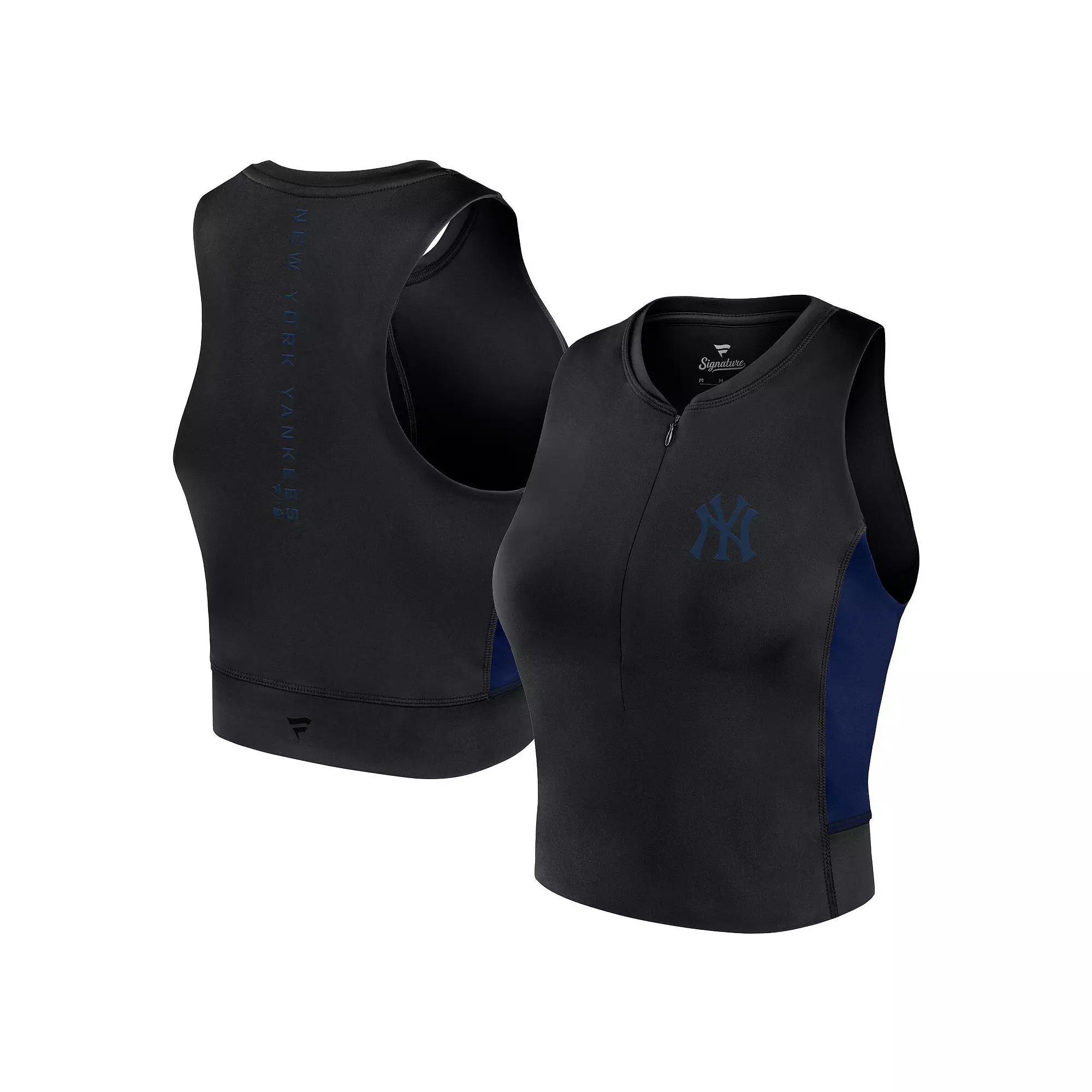 Women's Fanatics Signature Black Atlanta Braves Studio Half-Zip Fitted Gym Tank Top,  Product Image