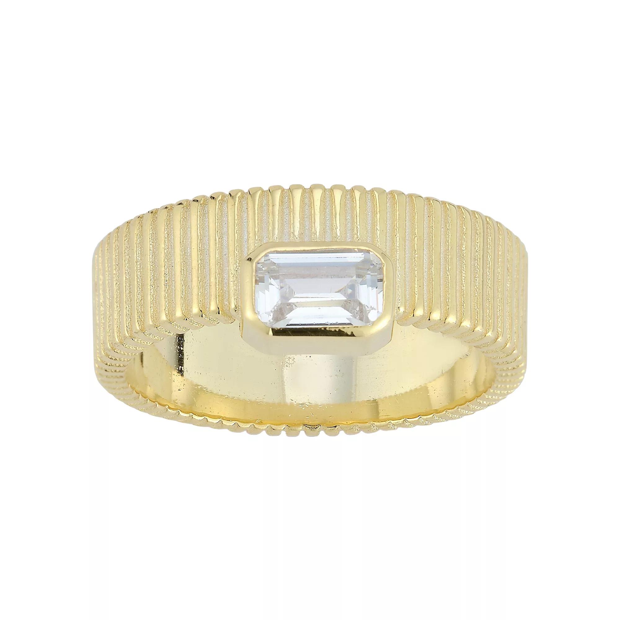 Sunkissed Sterling Cubic Zirconia Ribbed Ring, Women's, Size: 8, Gold Tone Product Image