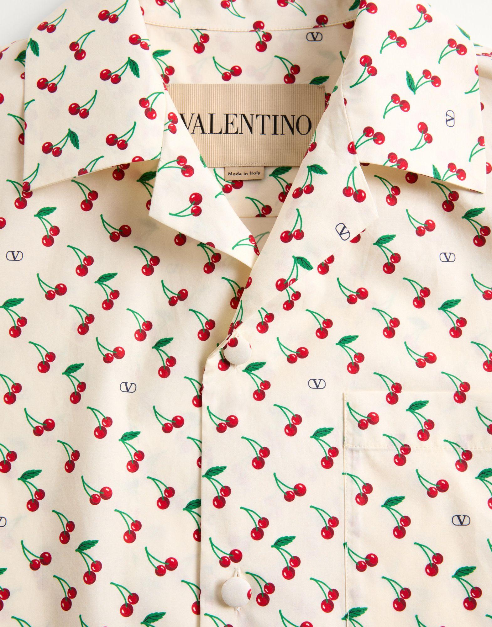 Cotton Poplin Bowling Shirt With Cherryfic Print Product Image