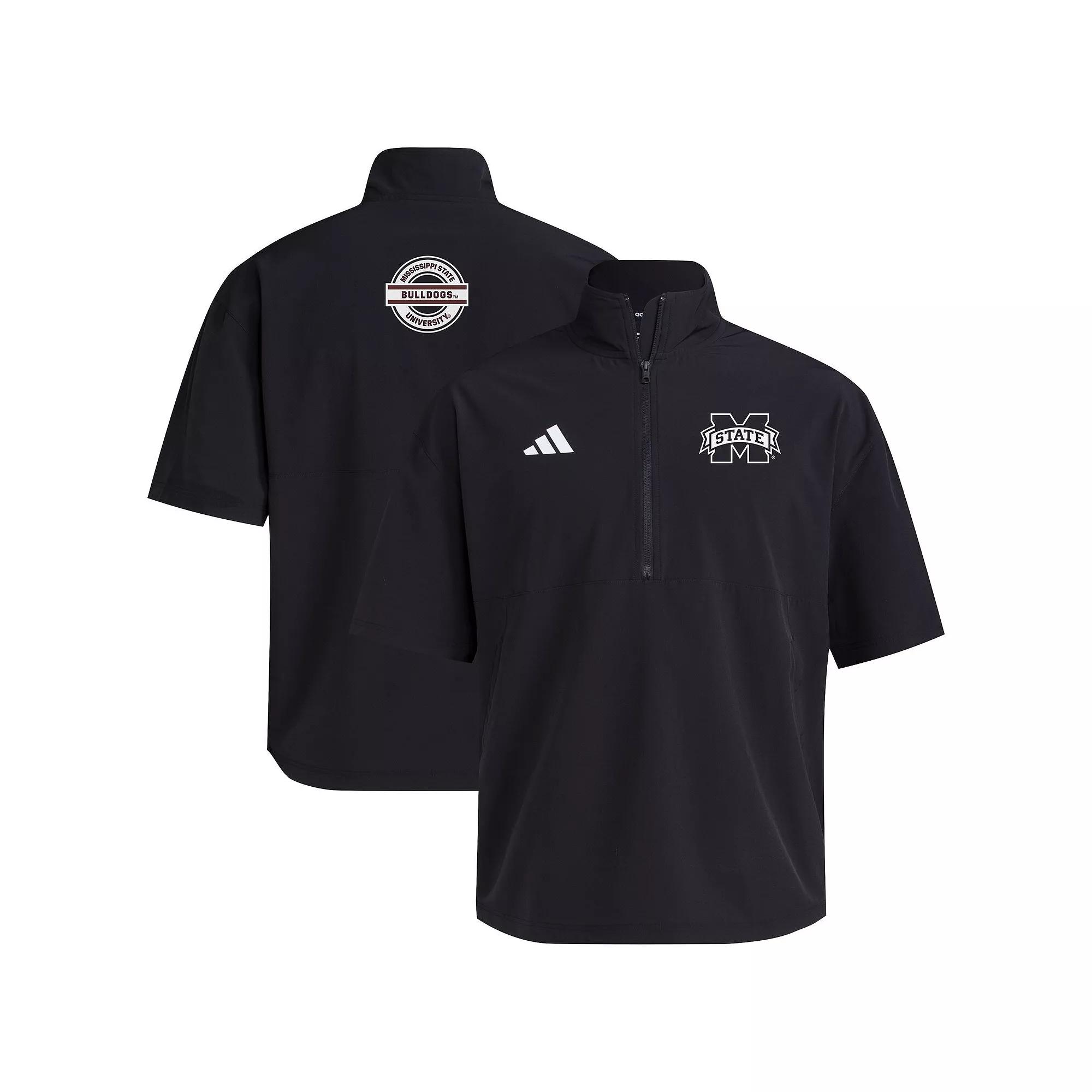Men's adidas Black Mississippi State Bulldogs 2024 Half-Zip Short Sleeve Training Jacket,  Product Image