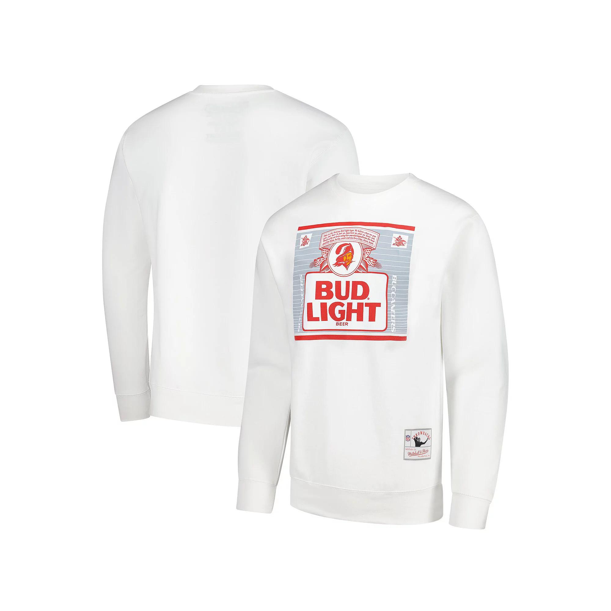 Men's Mitchell & Ness x Bud Light White Tampa Bay Buccaneers The Crest Pullover Sweatshirt,  Product Image