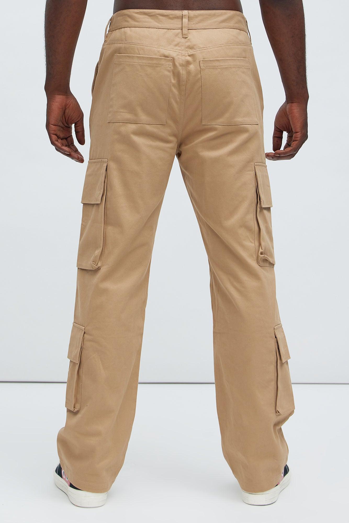 Loose Screw Baggy Cargo Pants - Khaki Product Image