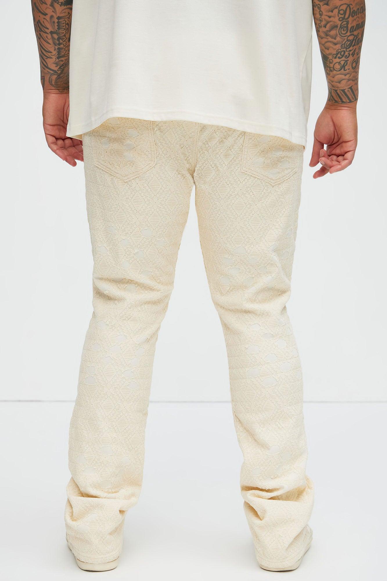 No Trace Just Lace Stacked Skinny Flare Pants - Off White Product Image