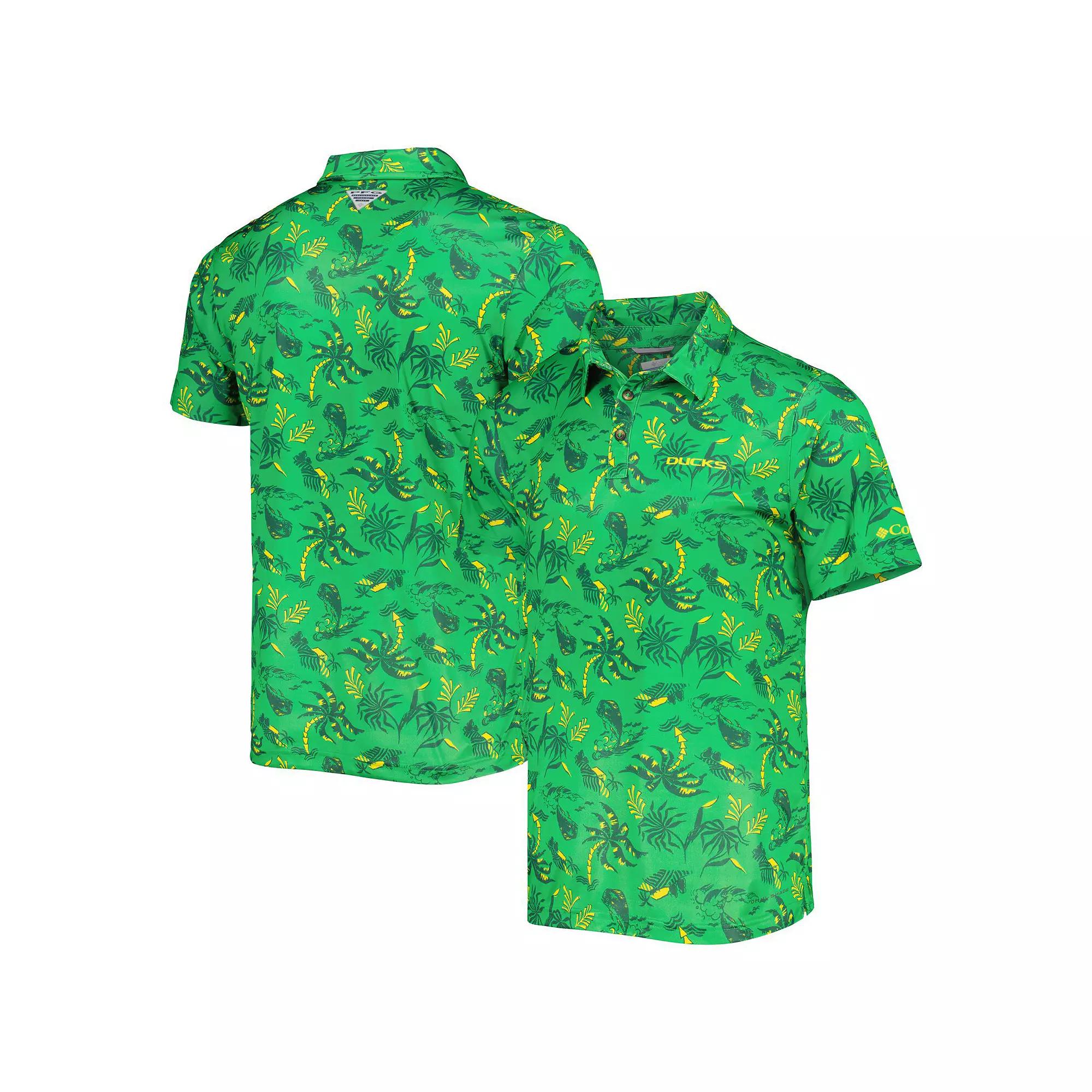 Men's Columbia Green Oregon Ducks Super Terminal Tackle Omni-Shade Polo, Size: Large Product Image