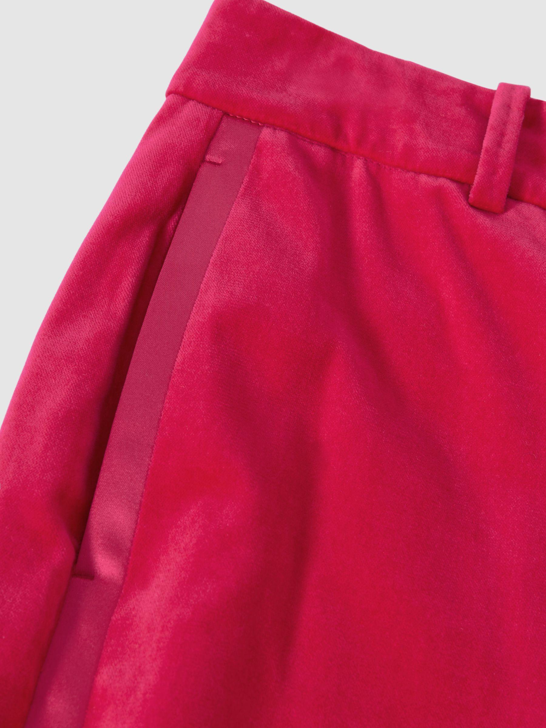 Velvet Tapered Suit Trousers in Pink Product Image