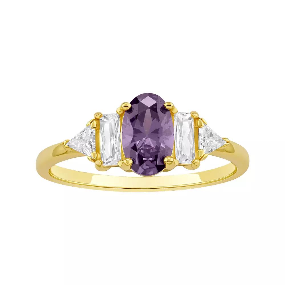 PRIMROSE Sterling Silver Oval Amethyst Cubic Zirconia Ring, Women's, Size: 7 Product Image