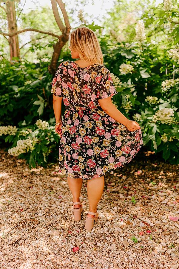 Sweet Like Honey Floral Mini Dress In Black Curves Product Image