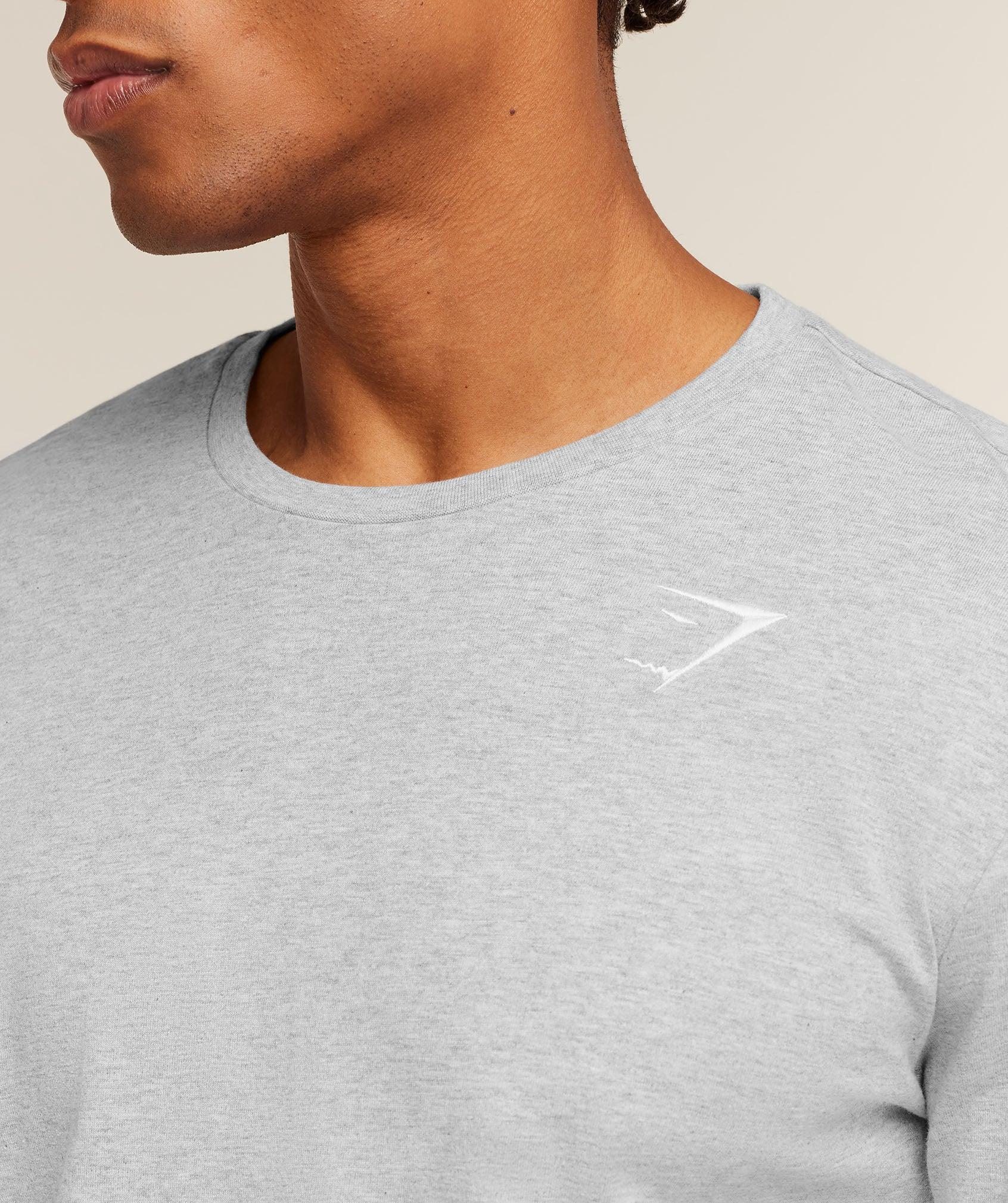 Gymshark Crest Long Sleeve T-Shirt - Light Grey Marl Male Product Image