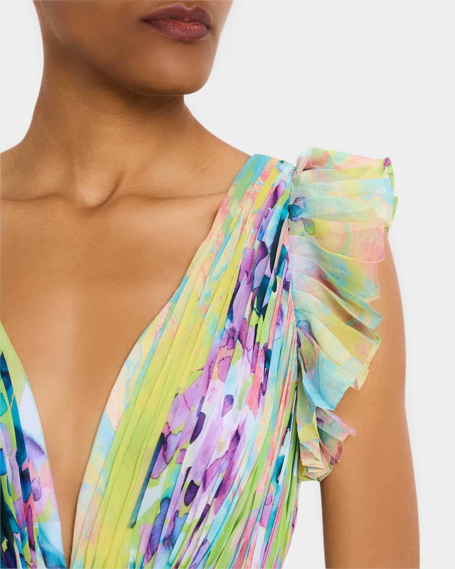 Pleated Ruffle-Trim Chiffon Gown Product Image