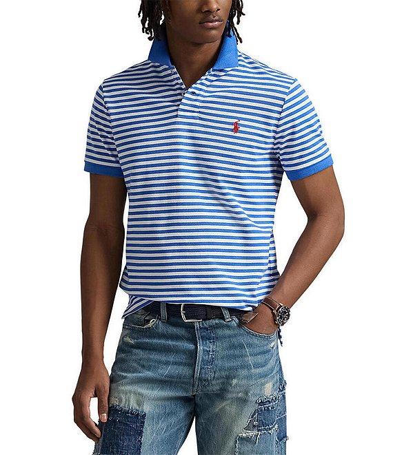 Polo Ralph Lauren Classic Fit Thin Striped Mesh Short Sleeve Polo Shirt Product Image