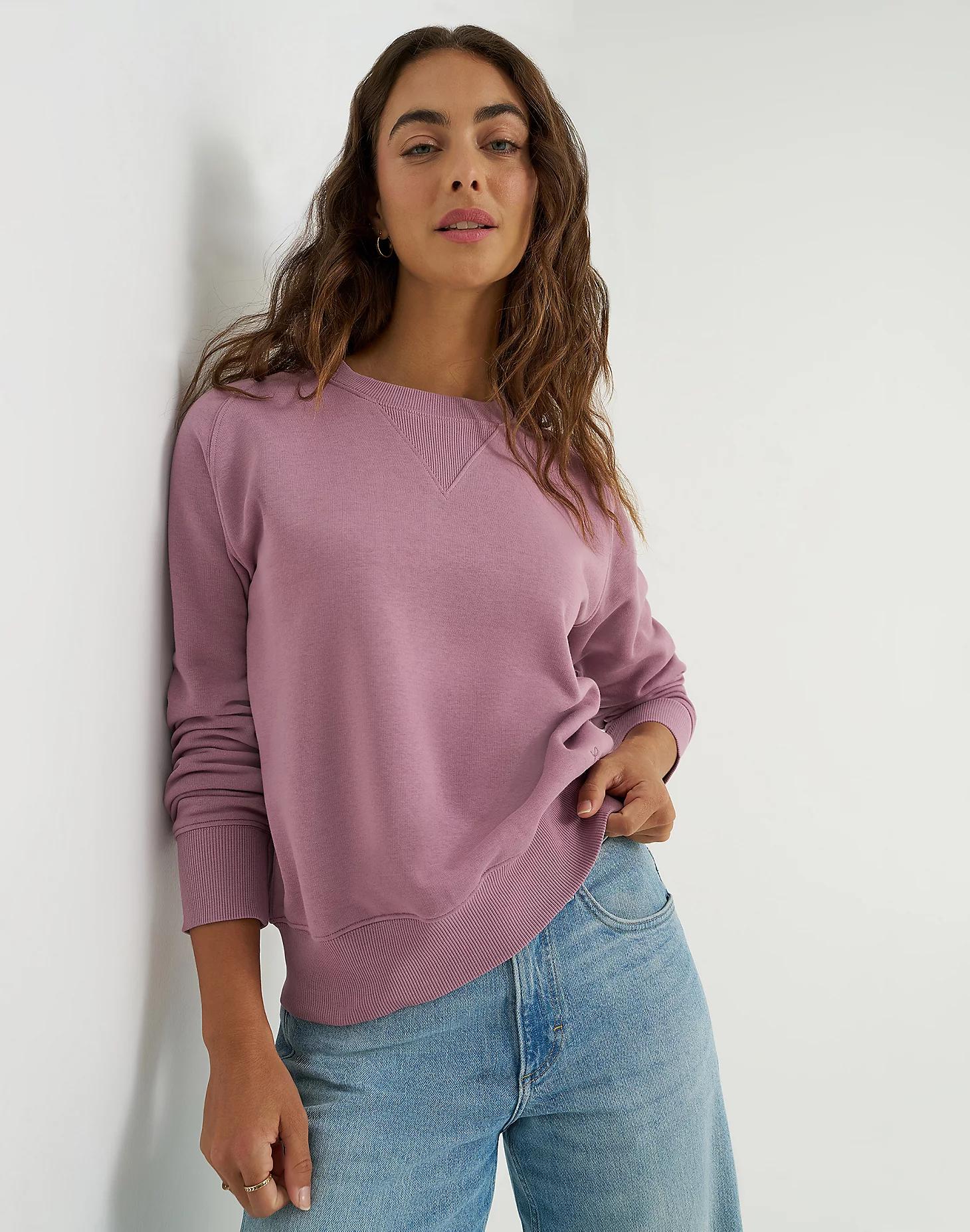 Women's Solid Raglan Crew Neck Sweatshirt | Women's Tops & Tees | Lee® Product Image