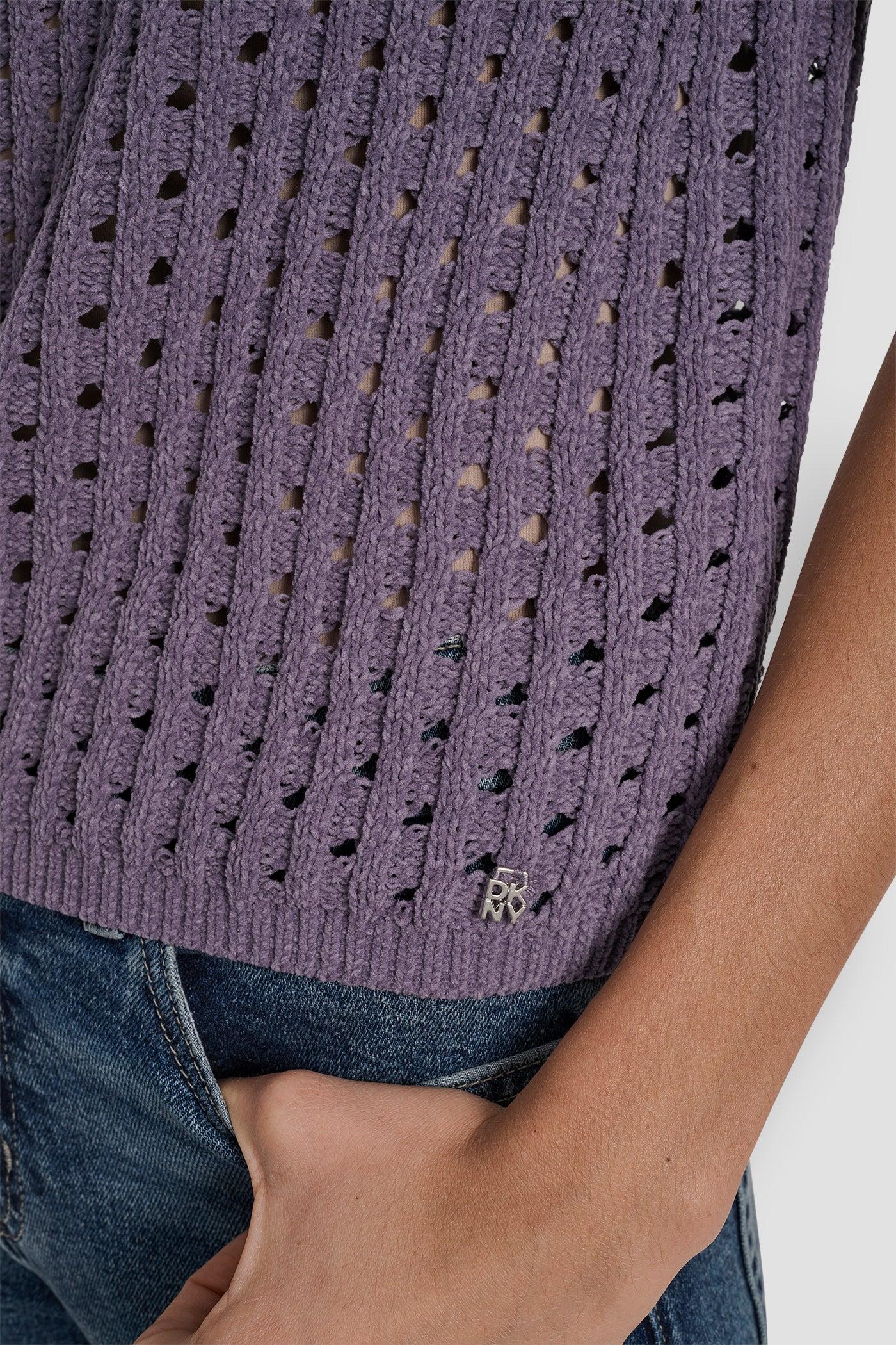 OPEN STITCH CREW NECK SHORT SLEEVE SWEATER Product Image