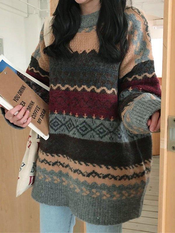 Vintage Jacquard Knit Sweater Product Image