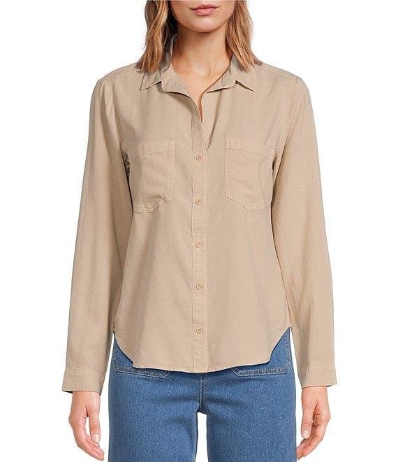 Cloth & Stone Long Sleeve Button Front Collared Coordinating Lyocell Shirt Product Image