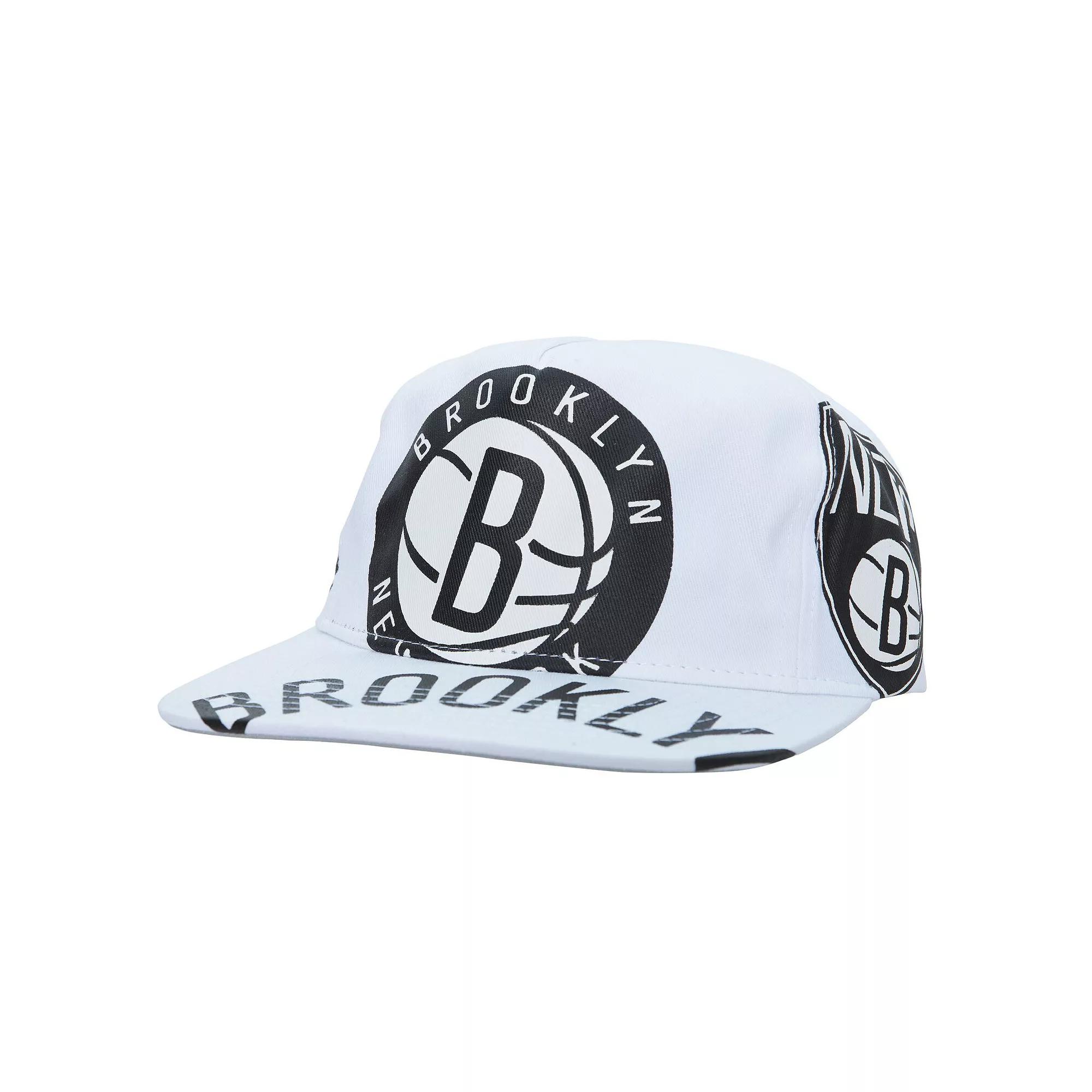 Men's Mitchell & Ness  White Brooklyn Nets Hardwood Classics In Your Face Deadstock Snapback Hat Product Image