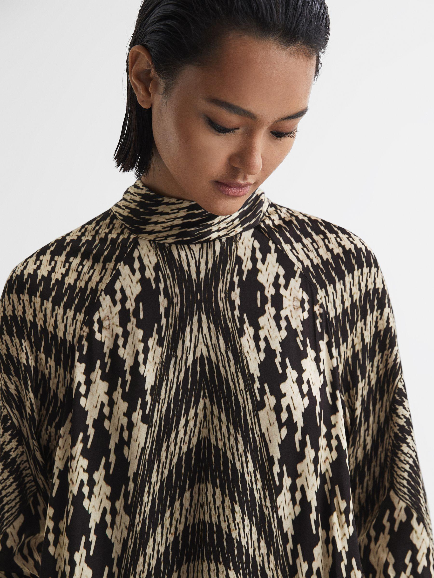 Dogtooth Midi Dress in Black/White Product Image