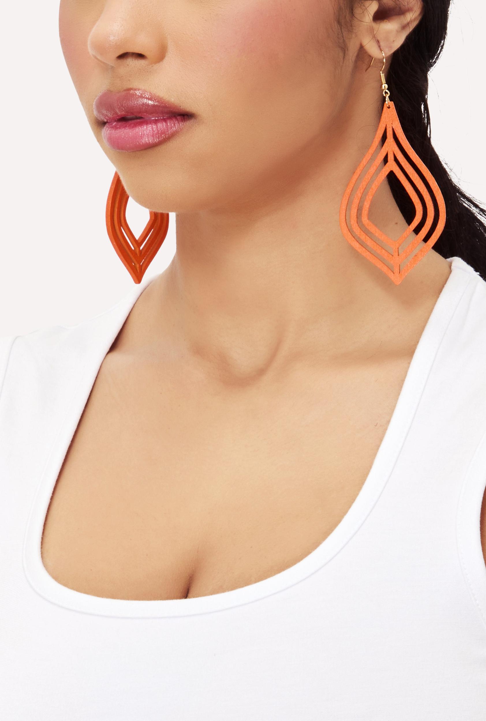 Assorted Wooden Geometric Laser Cut Drop Earring Set of 3 Unisex Product Image