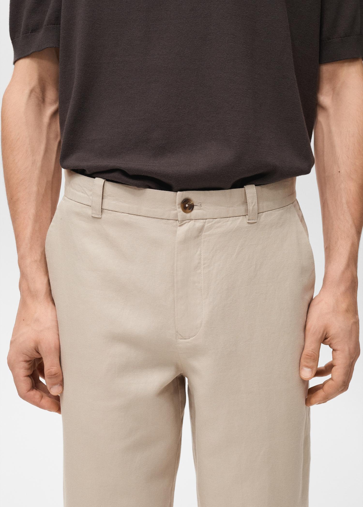 Regular-fit linen pants - Men | MANGO USA Product Image