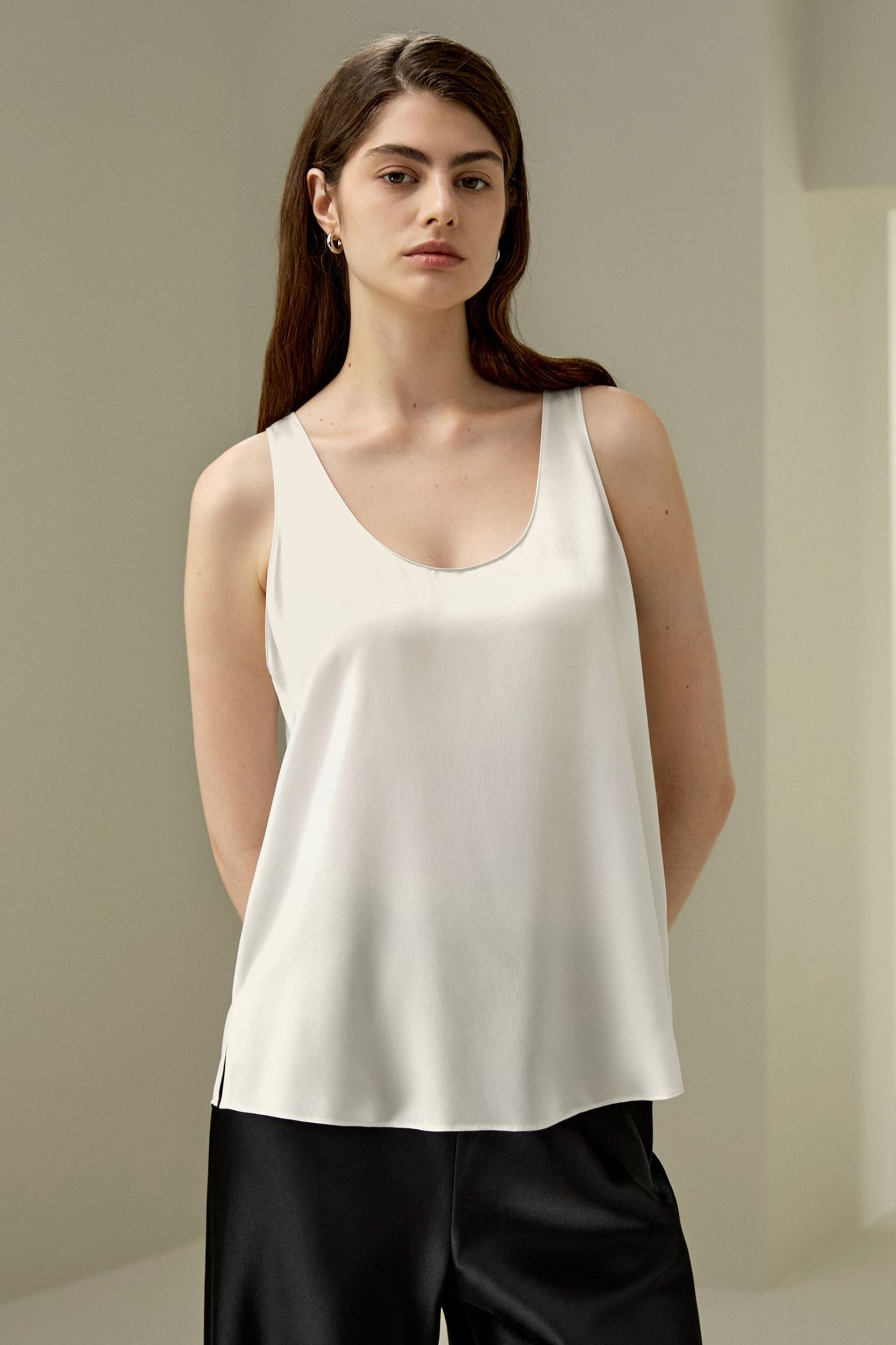 LILYSILK Silk Tank - Womens - Natural White Pure Silk - Cool A-Line Camisole XL Product Image