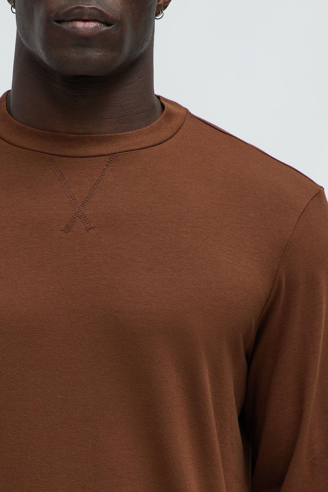 Essential Modal Lounge Long Sleeve Tee - Brown Product Image