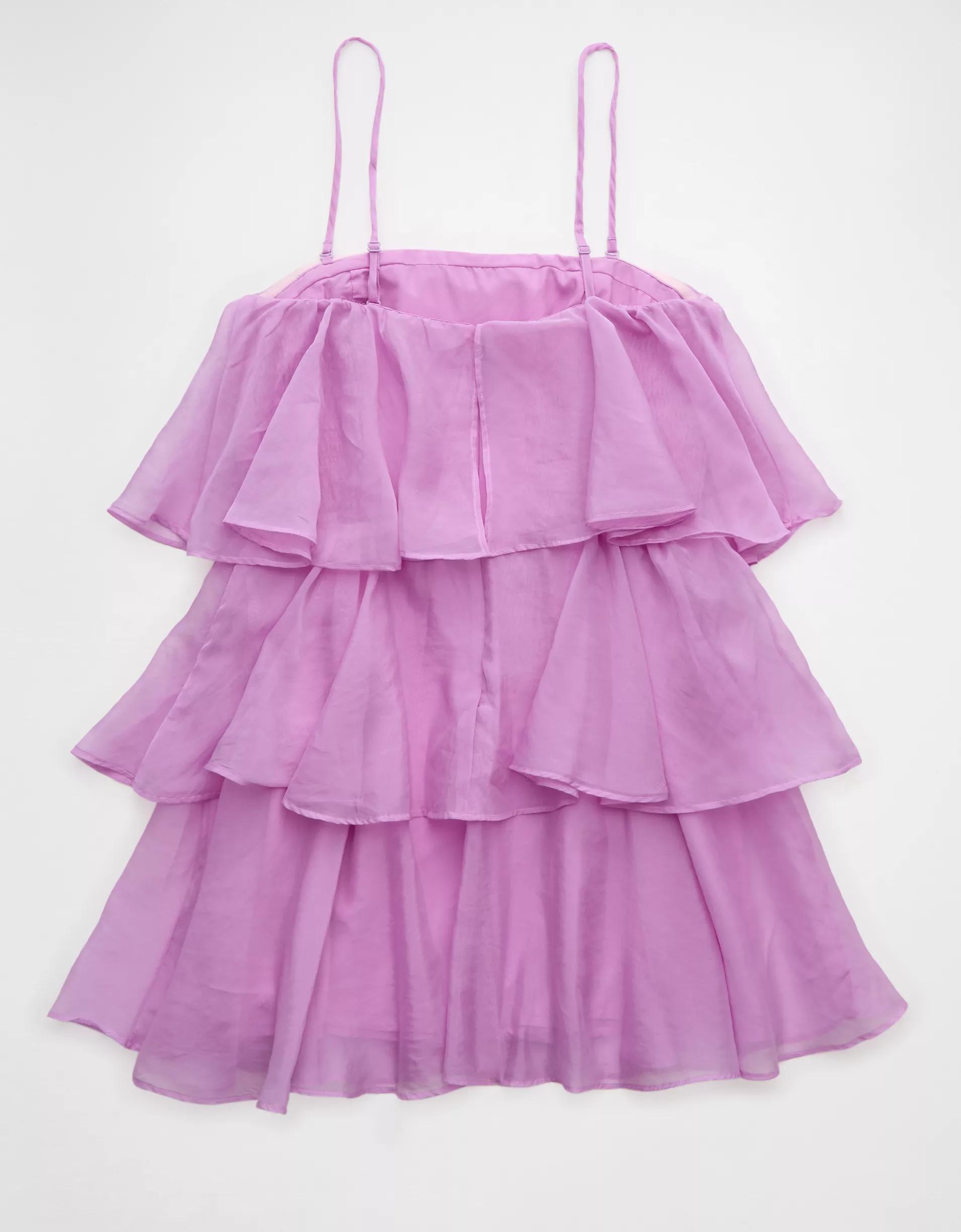 AE Strapless Ruffle Tiered Mini Dress Product Image